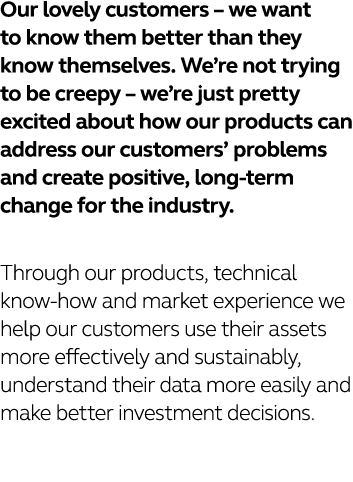 Our lovely customers   we want to know them better than they know themselves  We re not trying to be creepy   we re j   
