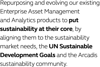 Repurposing and evolving our existing Enterprise Asset Management and Analytics products to put sustainability at the   