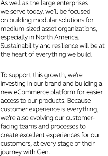 As well as the large enterprises we serve today, we ll be focused on building modular solutions for medium-sized asse   