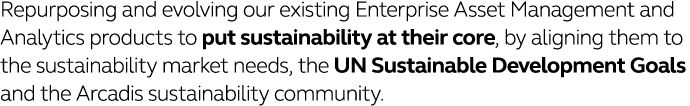 Repurposing and evolving our existing Enterprise Asset Management and Analytics products to put sustainability at the   